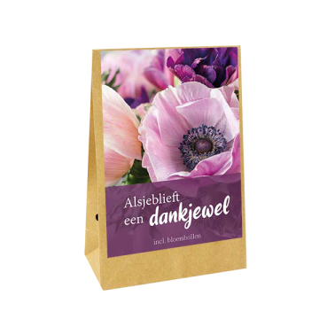 Alsjeblieft een dankjewel (Kraftzak met Anemonenkaart paars)